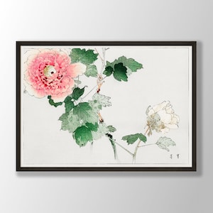 Japanese Peony Print - Peony Wall Art, Japanese Flower Art, Japanese Poster, Japanese Decor, Farmhouse Wall Art, Cottage House Decor