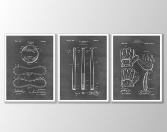 ヴィンテージ野球特許アートプリントセット：スポーツファンへのギフト 