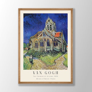 Van Gogh Print | The Church at Auvers, Van Gogh Poster, Museum Exhibition Poster, Van Gogh Paintings, Museum Wall Art, Modern Home Decor
