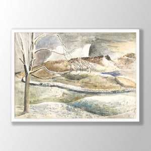 Impresión de arte de Paul Nash - Salida de la luna sobre Cleeve Hill, cartel de Paul Nash, arte de pared de Paul Nash, arte de pared de paisaje, exposición del Museo Paul Nash