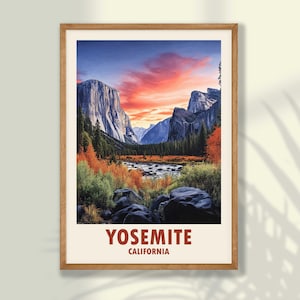 Yosemite Travel Poster - Yosemite National Park Print, Travel Print, Travel Decor, Yosemite Wall Art - FRAME and CANVAS OPTIONS