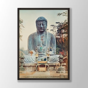 Japanese Art, The Bronze Buddha at Kamakura, Buddha Wall Art, Buddha Print, Japanese Wall Print, Japanese Decor, Japanese Print, Asian Decor