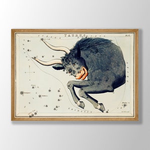 Lámina artística del zodiaco Tauro / Láminas astrológicas, Póster del zodiaco Tauro, Arte inspirado en el tarot, Regalo astrológico, Regalo del zodiaco, Regalo de Tauro
