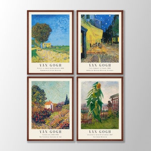 Van Gogh Print Set of 4 No3 - Van Gogh Poster, Van Gogh Art, Landscape Print Set, Cafe Terrace, Gallery Wall Art, Museum Exhibition Print