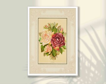 Vintage Tulip Flower Print – Botaniczna sztuka ścienna, wystrój salonu