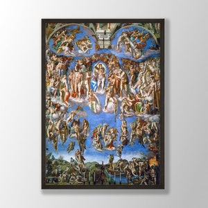 Michelangelo Art Print - Buonarroti&#39;s The Last Judgement 1536, Michelangelo Painting, Michelangelo Prints, Michelangelo Wall Art