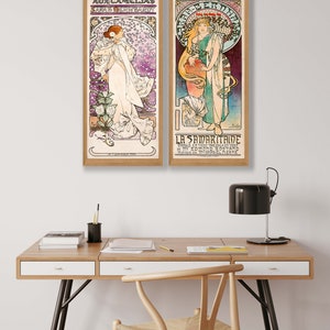 Alphonse Maria Mucha Prints Set of 2 Art Nouveau Posters, Gallery Wall ...