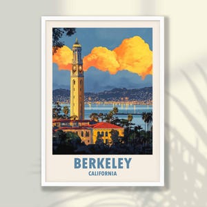 Póster de viaje de Berkeley - Impresión de Berkeley, Impresión de viaje, Decoración de viaje, Arte mural de Berkeley, California - OPCIONES DE MARCO Y LIENZO