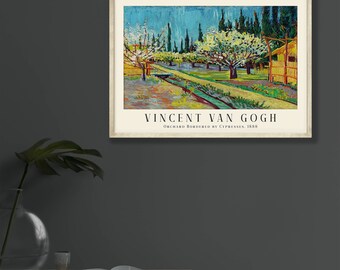 ゴッホの版画：糸杉に囲まれた果樹園 - 美術館展ポスター - Etsy 日本