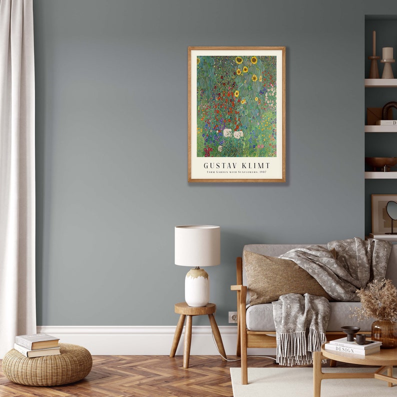 Gustav Klimt Art Print - Farm Garden with Sunflowers, Art Nouveau Decor image 4