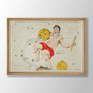 Impression d'art du zodiaque Verseau | Impressions d'astrologie, affiche du zodiaque Verseau, art inspiré du tarot, cadeau astrologie, cadeau du zodiaque, cadeau verseau