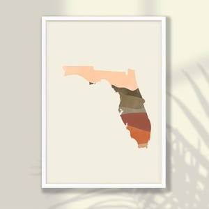 Boho kaart staat Florida kaart poster - Florida staat kunst aan de muur, reizen print, Florida print, Florida Home decor - FRAME en CANVAS