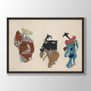 Japanese Art, Dancers from Momoyogusa by Kamisaka Sekka, Japanese Wall Print, Japanese Decor, Japanese Print, Asian Decor, Oriental Wall Art