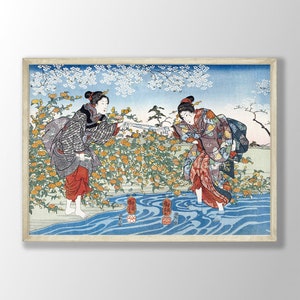 Utagawa Kuniyoshi Exhibition Poster - Japanese Girls Print, Japanese Poster, Kuniyoshi Print, Japanese Wall Art, Japanese Art Print