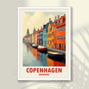 Copenhagen Travel Poster - Copenhagen Print, Travel Print, Travel Decor, Copenhagen Wall Art, Denmark Wall Art - FRAME and CANVAS OPTIONS