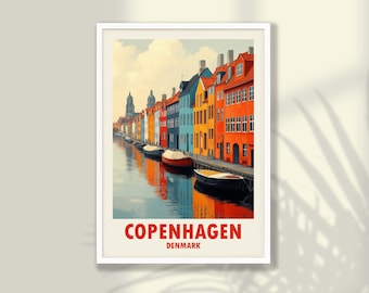 Póster de viaje de Copenhague - Impresión de Copenhague, Impresión de viaje, Decoración de viaje, Arte mural de Copenhague, Arte mural de Dinamarca - OPCIONES DE MARCO Y LIENZO