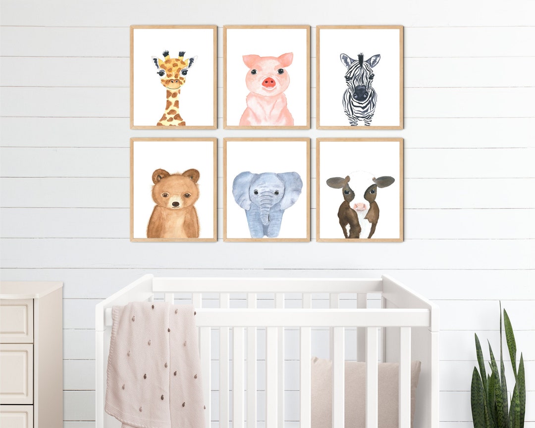 Safari Nursery Art Prints Set of 6 - Watercolor Baby Animals - Etsy