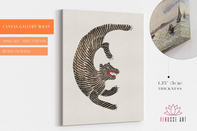 May include: Black and white stylized illustration of a wolf or dog with red lips, printed on a canvas gallery wrap. The canvas is 1.25 inches thick and ready to hang.