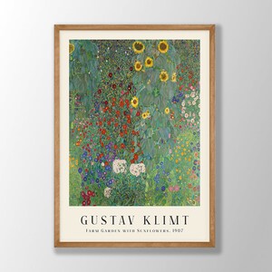 Gustav Klimt Art Print - Farm Garden with Sunflowers, Art Nouveau Decor Style 1 - With Name