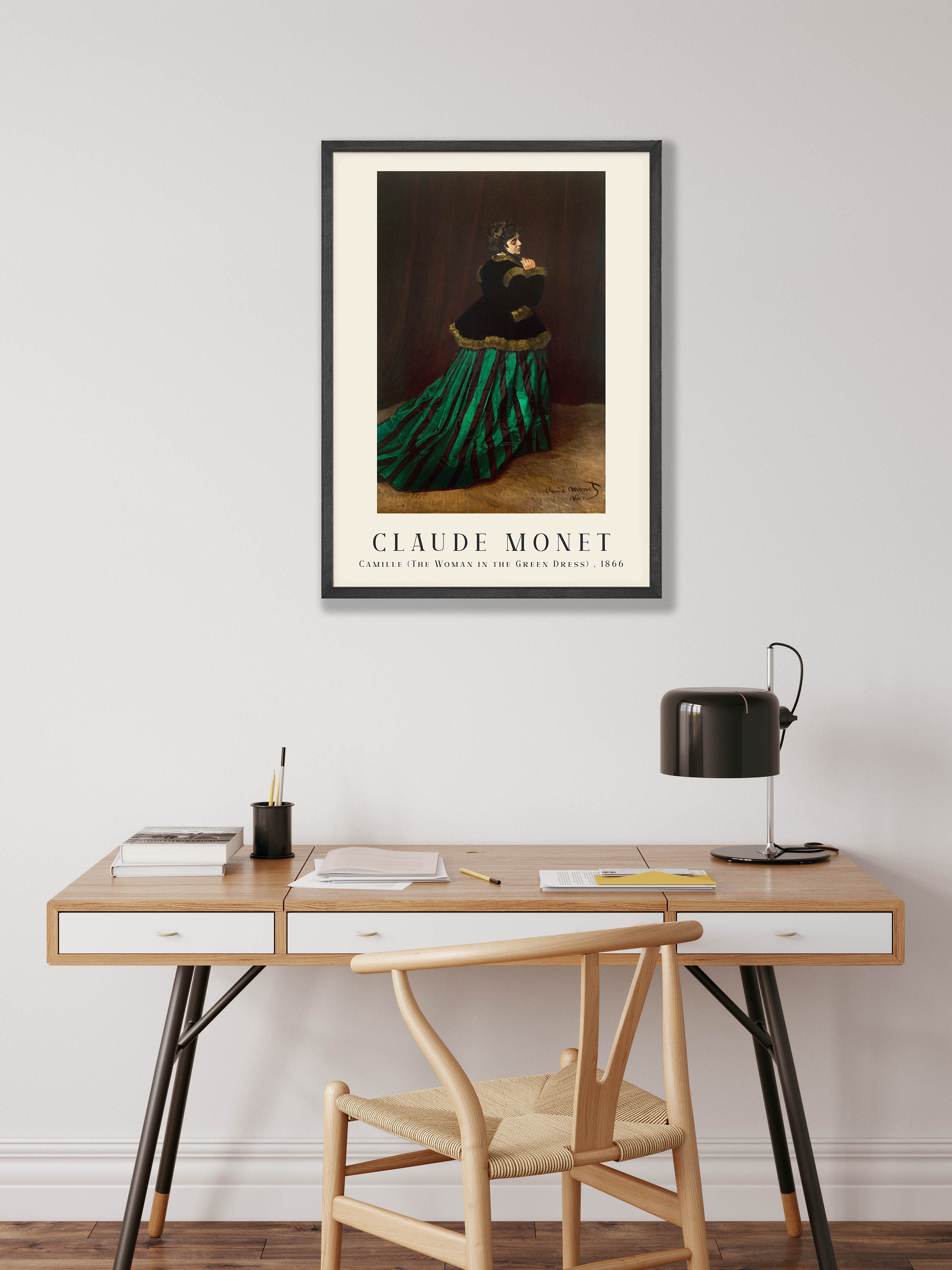 chinese dress ladies Camille in a Green Dress, painting by Claude Monet – Trizio Editore main image 1