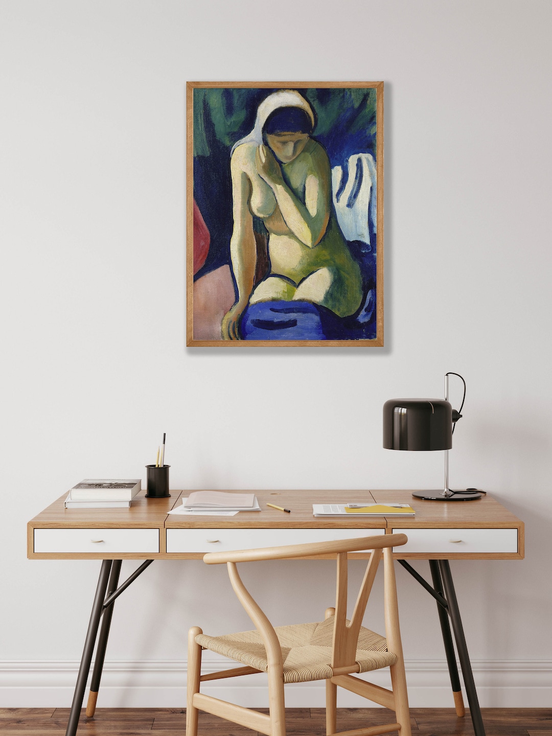 August Macke Art Print – Naked Girl With Headscarf, Abstract Poster - Etsy