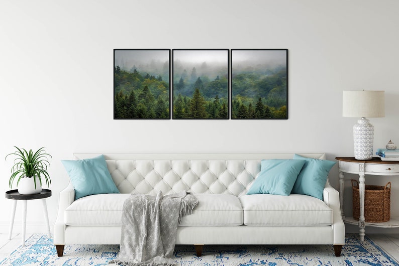 Foggy Forest Prints Set: Nordic Landscape Wall Art image 3
