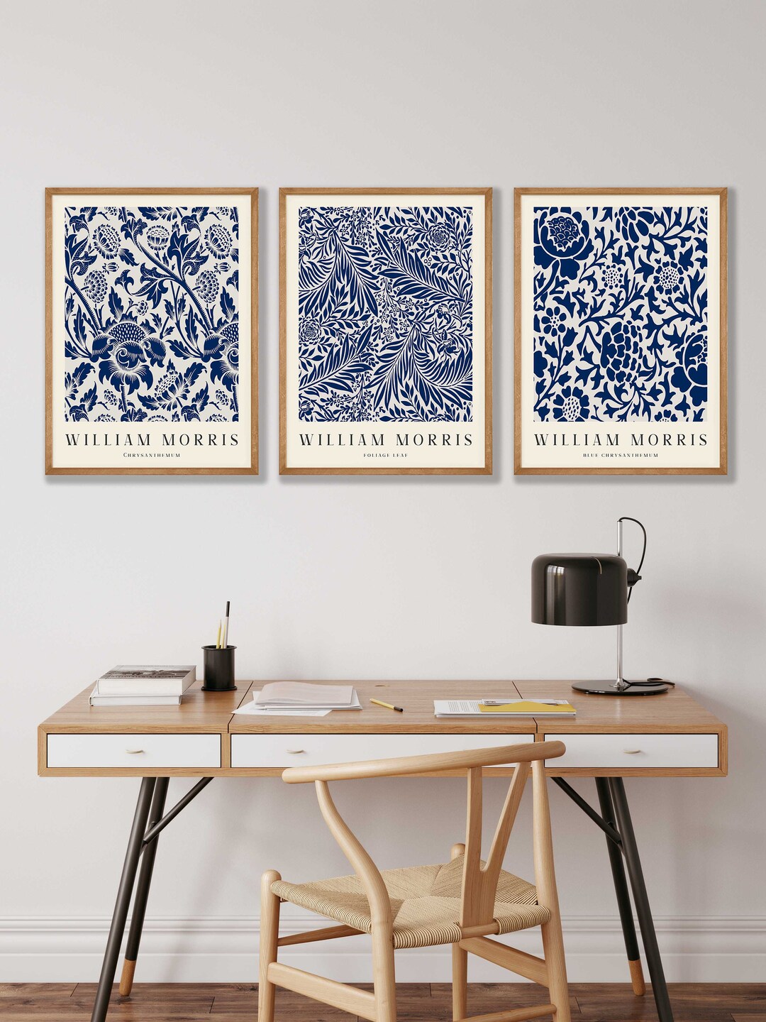 William Morris Prints Set of 3 - Blue Floral Art Nouveau Posters - Etsy