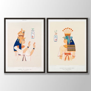 Egyptian Art Prints Set of 2 No9 | Egyptian Goddess, Ancient Egypt Poster, Vintage Poster, Egypt Wall Art, Egyptian Gift,Egyptian Wall Decor