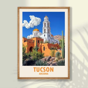 Tucson Travel Poster - Tucson Print, Travel Print, Travel Decor, Tucson Wall Art, Arizona Wall Art - FRAME and CANVAS OPTIONS