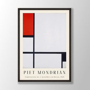 Piet Mondrian Art Print - Composition No:1, Piet Mondrian Poster, Piet Mondrian Wall Art, Mondrian Abstract Wall Art, Abstract Prints