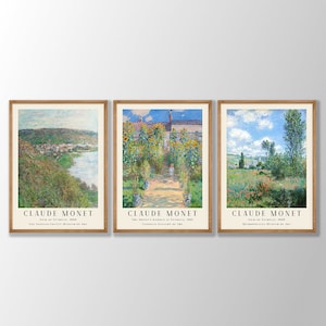 Claude Monet Prints Set of 3 No:2 - Monet Poster, Monet Wall Decor, Monet Canvas Wall Art, Monet Paintings, Farmhouse Decor