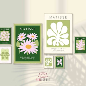 Green Eclectic Gallery Wall Print Set of 7 - Matisse Poster, Green Gallery Wall Decor, Matisse Wall Art, Abstract Print, Living Room Decor