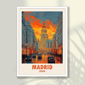 Madrid Reise Poster - Madrid Druck, Reise-Druck, Reise-Dekor, Madrid Wandkunst, Spanien Wandkunst - RAHMEN und LEINWAND-OPTIONEN