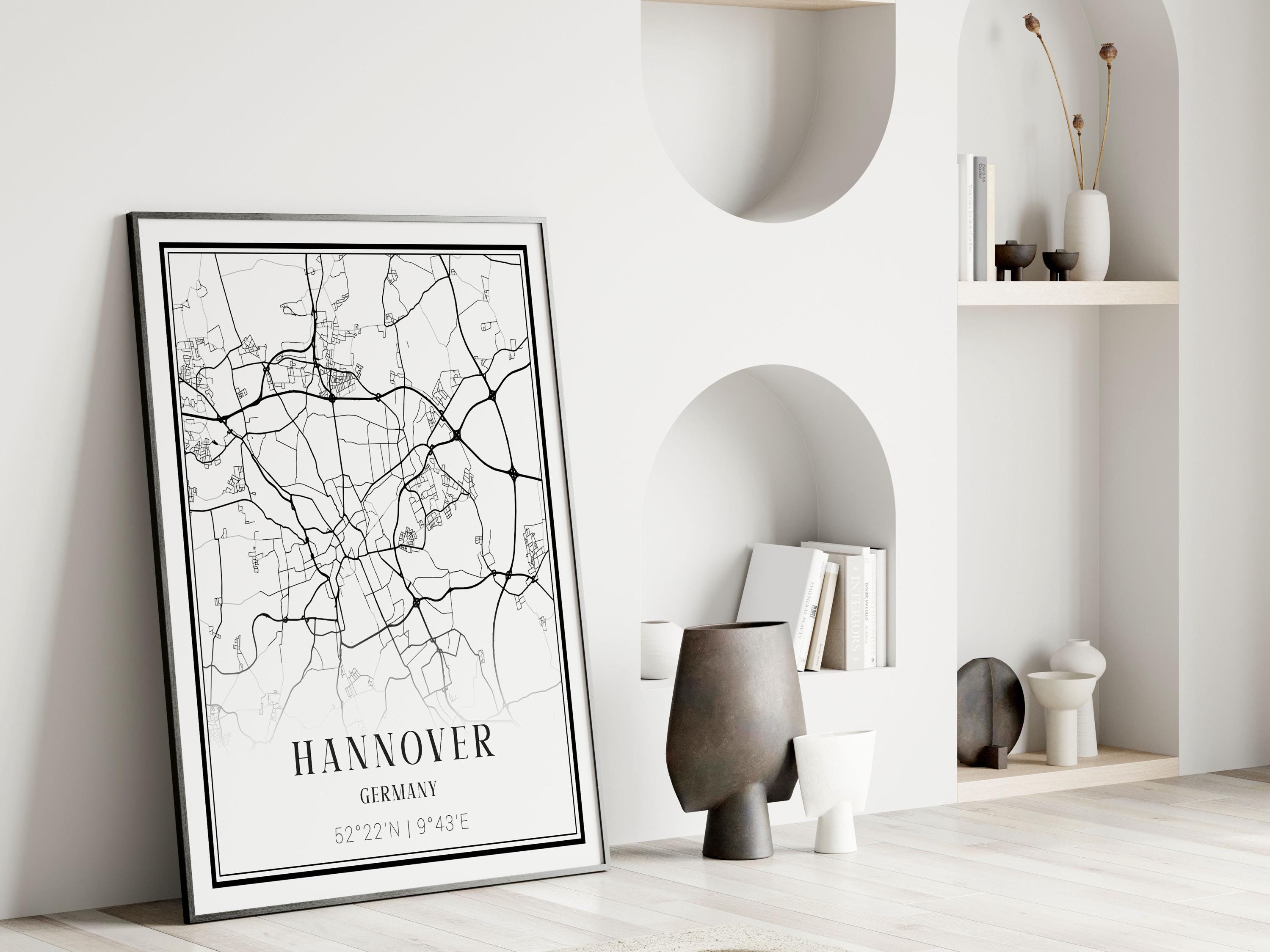 Hannover Germany Map Print: Minimalist City Wall Art, Travel