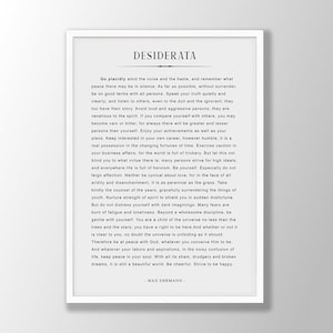 Desiderata Poem Print - Desiderata Print, Desiderata Quote, Desiderata Poster, Quote Print, Quote Wall Art, Literature Print, Minimalist