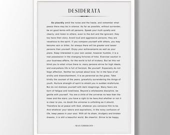 Desiderata Poem Print - Desiderata Print, Desiderata Quote, Desiderata Poster, Quote Print, Quote Wall Art, Literature Print, Minimalist
