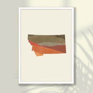 Affiche de carte d'état de Boho Montana - art mural de l'état du Montana, impression de voyage, impression du Montana, décoration d'intérieur du Montana - cadre et toile