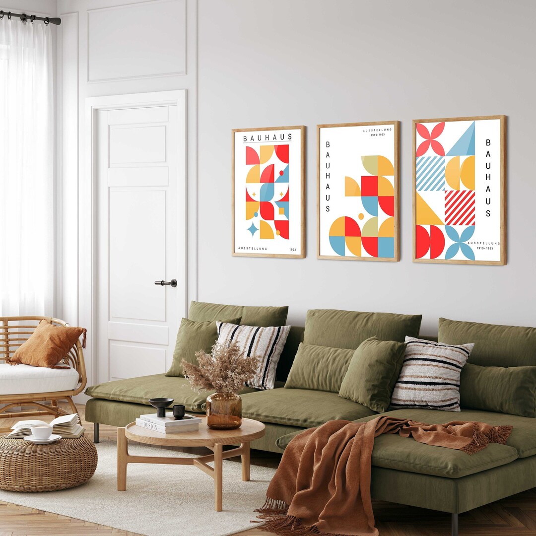 Bauhaus Poster Set of 3 - Bauhaus Wall Art, Mid Century Modern Art ...