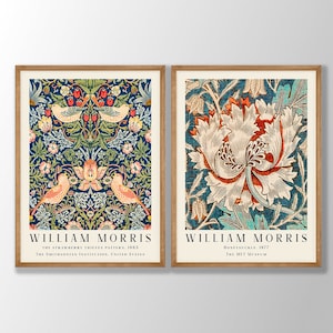 William Morris Prints Set of 2 William Morris Poster, Art Nouveau Poster, William Morris Exhibition, Floral Art Prints, Kitchen Prints image 1