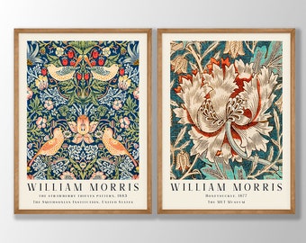 William Morris Prints Set of 2 - William Morris Poster, Art Nouveau Poster, William Morris Exhibition, Floral Art Prints, Kitchen Prints