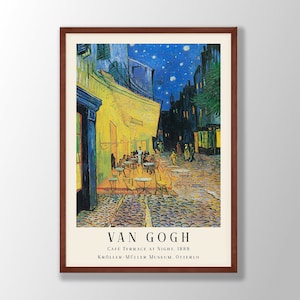 Van Gogh Print | Cafe Terrace at Night, Van Gogh Poster, Museum Exhibition Poster, Van Gogh Paintings, Museum Wall Art, Modern Home Decor