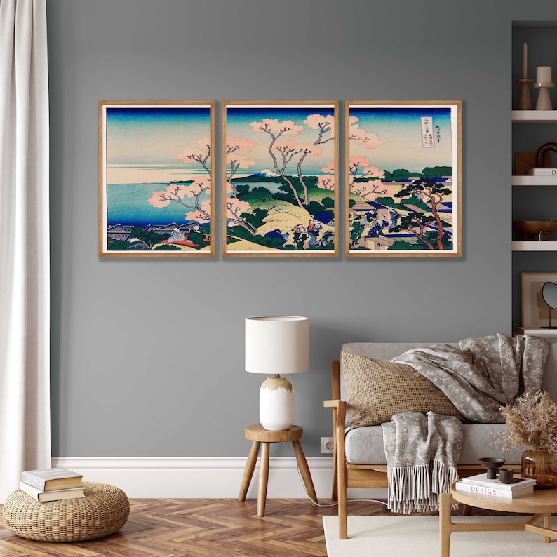 Japanese Prints Set of 3 Woodblock Art Japanese Wall Art Etsy