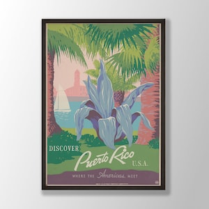 Puerto Rico National Park Poster - Puerto Rico Wall Art, National Park Wall Art, Vintage Travel Print, Visit America Vintage Advertisement
