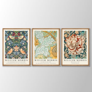 William Morris Prints Set of 3 No:6 - William Morris Poster, William Morris Exhibition, Morris Wall Art, Art Nouveau Poster, Floral Wall Art