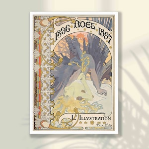 Alphonse Mucha Art Print - Vintage Noel Poster, Mucha Poster, Art Nouveau Posters, Old French Art, Art Nouveau Decor, Victorian Art