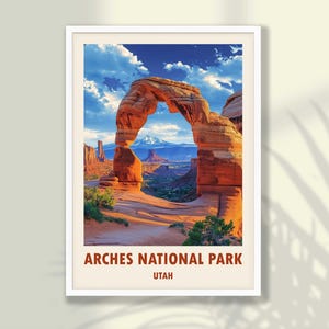 Arches National Park Travel Poster - Arches National Park Print, Travel Print, Travel Decor, Utah Poster - FRAME and CANVAS
