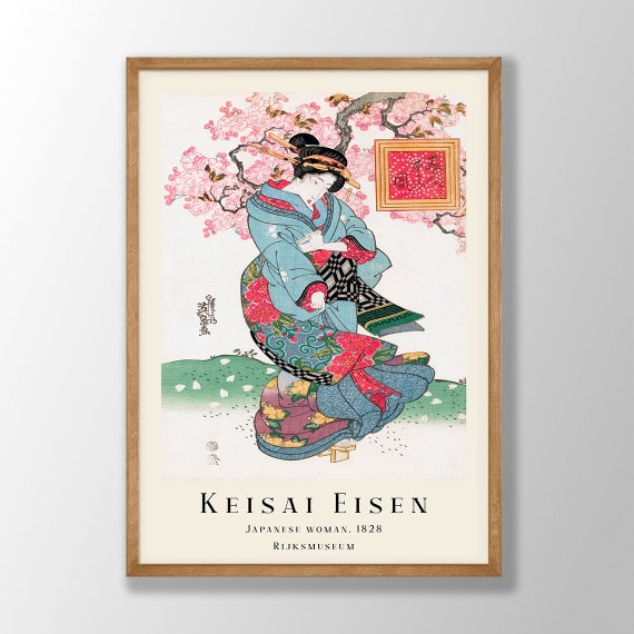 渓斎英泉芸者版画: ヴィンテージ日本の木版画 - Etsy 日本