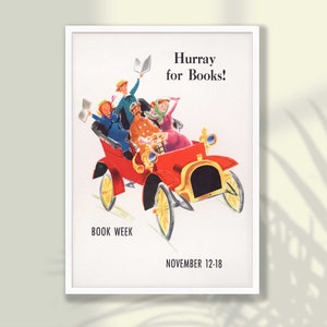 Buch Woche Poster - Nationalbibliothek Woche, Vintage Werbeplakat, Buch Wandkunst, Retro Plakat, Geschenkidee, Vintage Druck Kinderzimmer Wandkunst