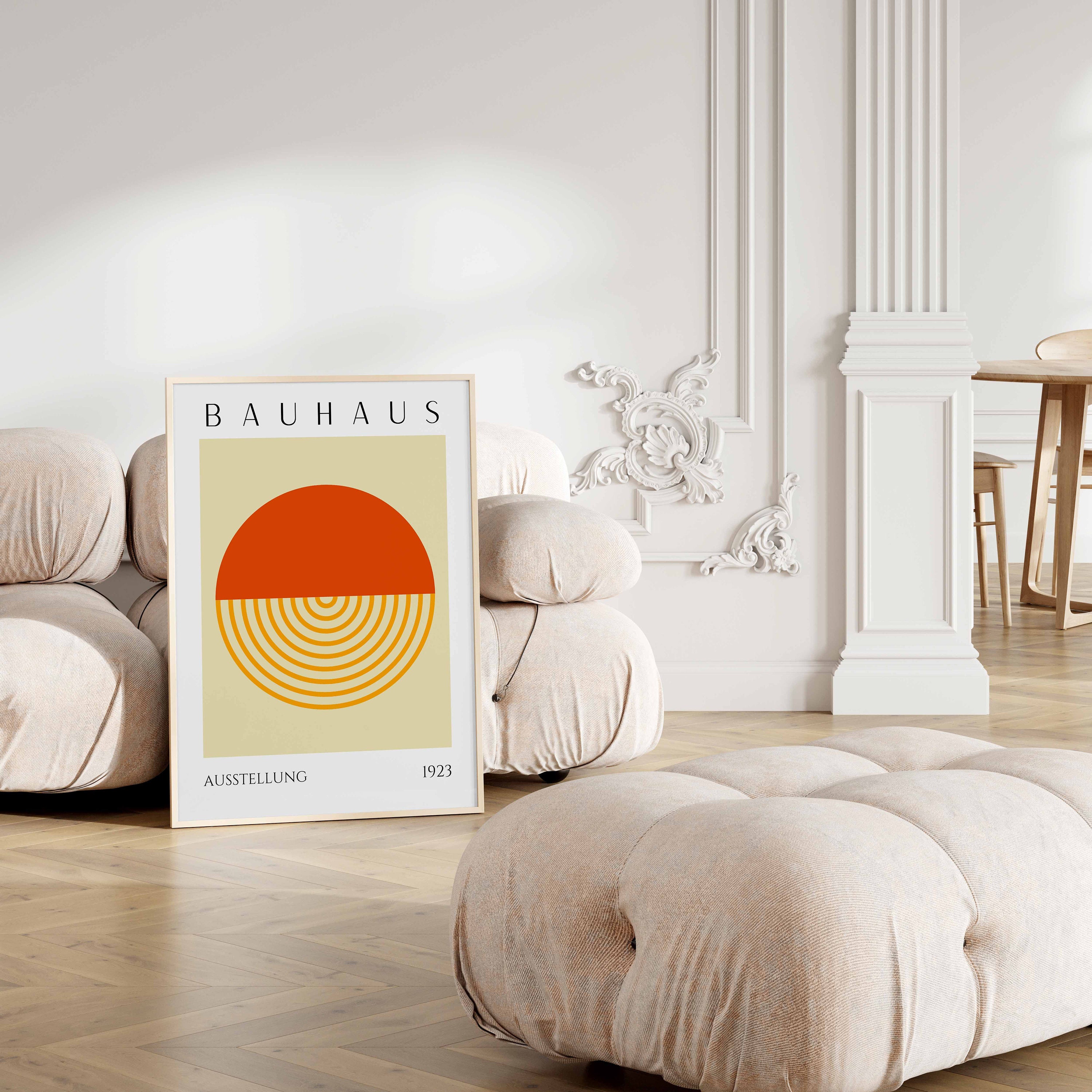 Orange Bauhaus Art Print: Mid Century Modern Wall Decor - Etsy