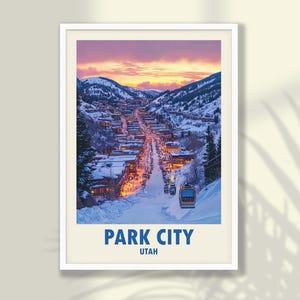 Park Cinty Reise Poster - Park Cinty Winter Druck, Ski Reise Dekor, Utah Poster - RAHMEN und LEINWAND
